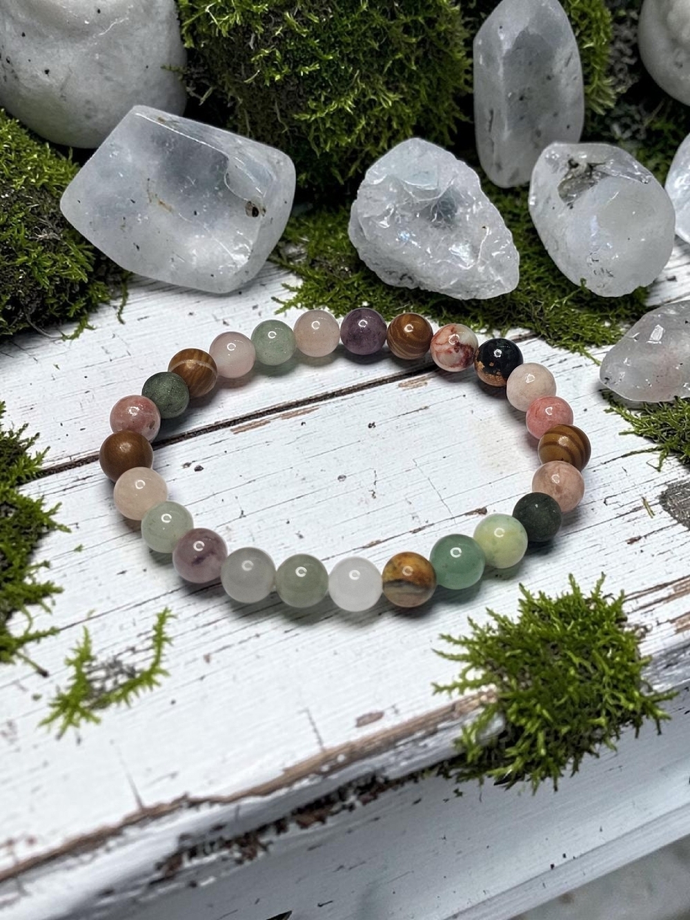 Multicolor Natural Stone Beaded Stretch Bracelet - Women Jewelry